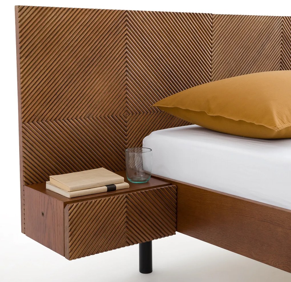 Bed met ingebouwde nachtkastjes en beddenbodem, Jérem