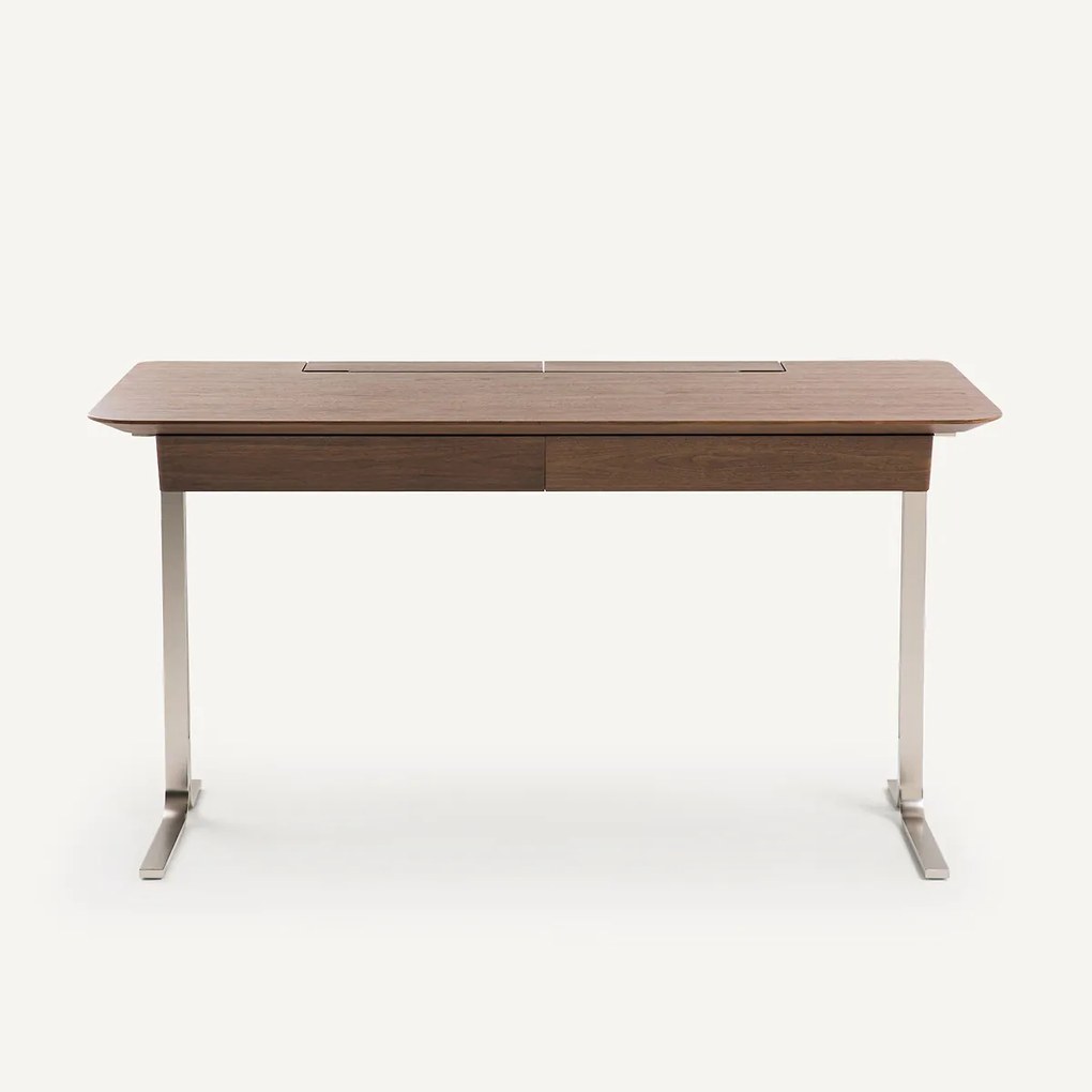 Bureau van walnootfineer, poten van gesatineerd nikkel, Jackson