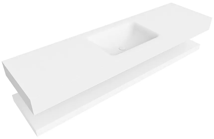 Zaro Alan badmeubel 170cm met planchet talc en vrijhangende wastafel cloud midden zonder kraangat talc