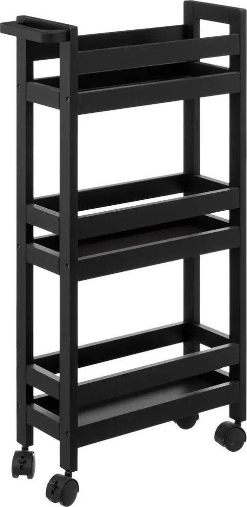 5Five Keukentrolley organizer - MDF hout - B15xD40xH75 cm - Koolzwart