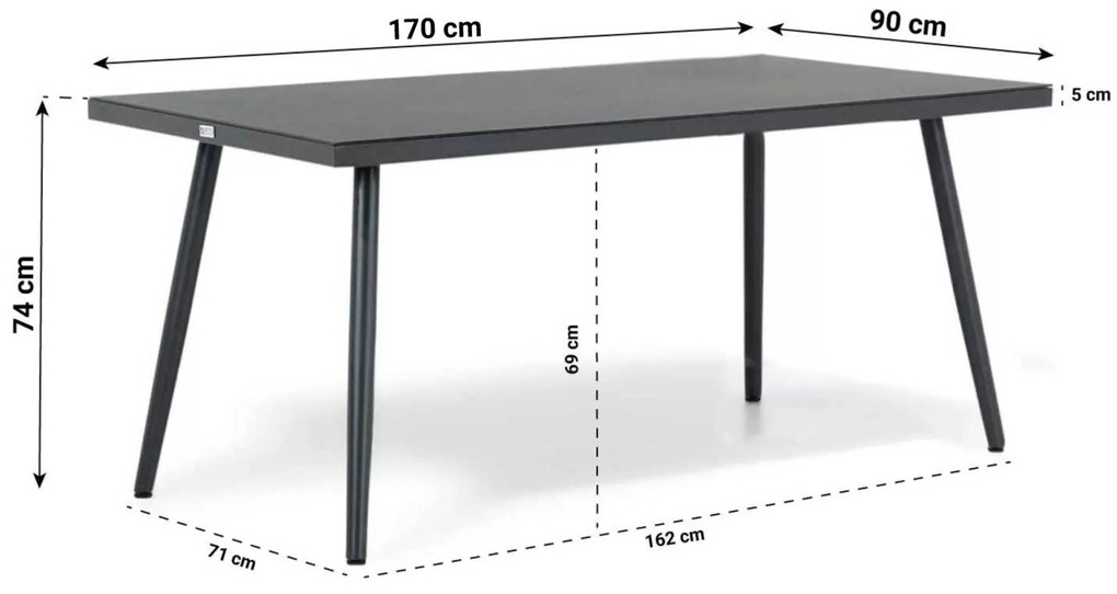 Tuinset 4 personen 170 cm Rope Wit Lifestyle Garden Furniture Advance/Valencia