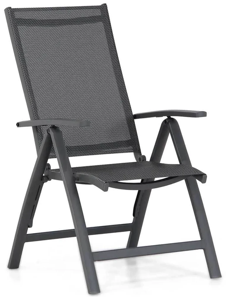 Tuinset Ronde Tuintafel 4 personen 125 cm Aluminium/Textileen /Aluminium/textileen Grijs Presto Vasto/Ancona