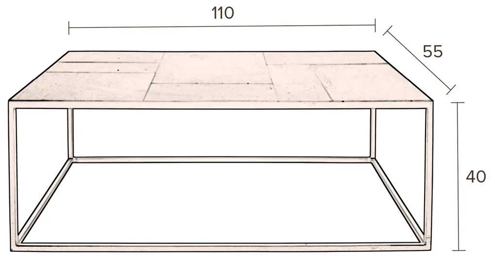 Dutchbone Lee Koperen Salontafel - 110 X 55cm.