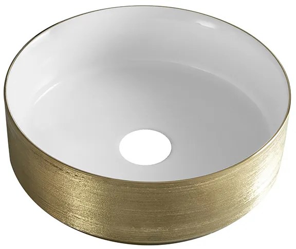 Mueller Ray ronde waskom 36x36x12cm glans wit/geborsteld goud