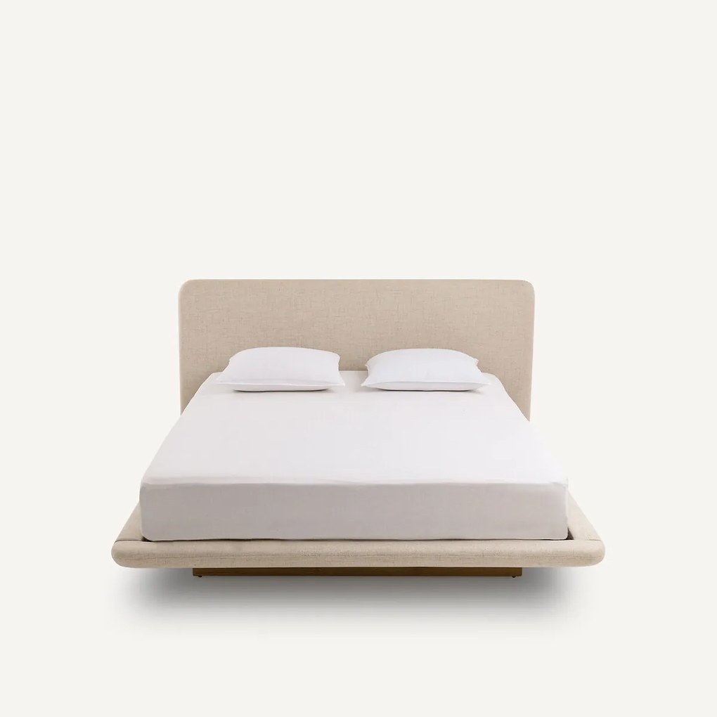 Platform bed in essenhout en getextureerde stof, Slice