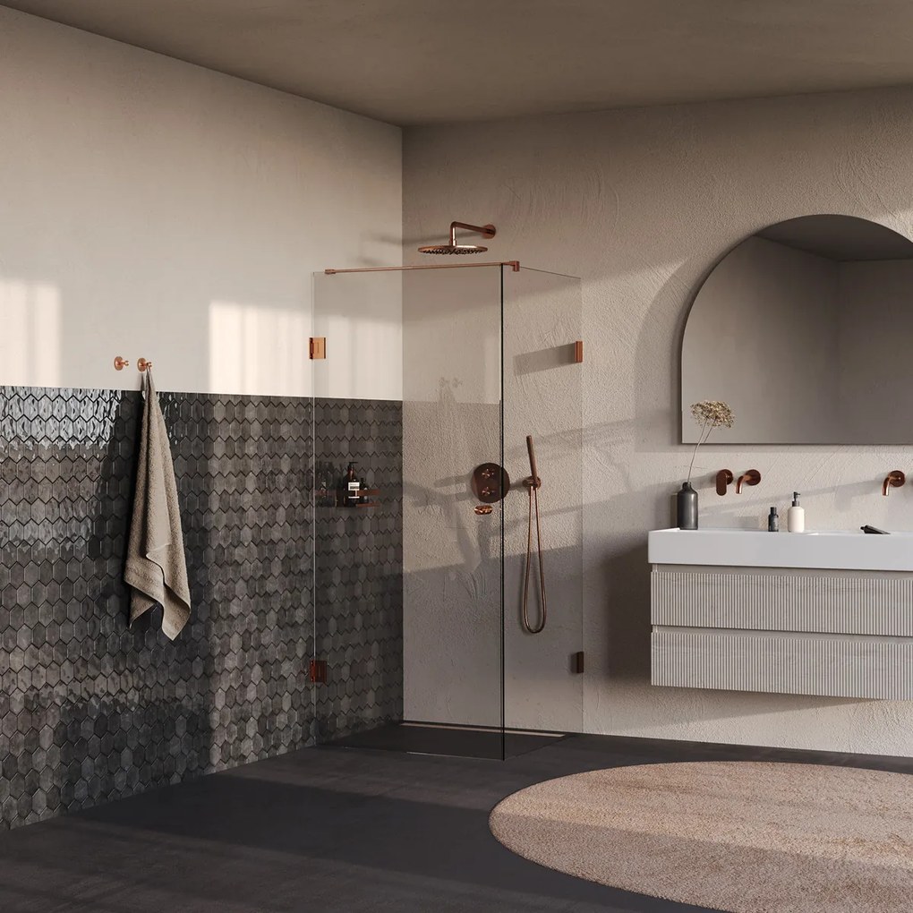 Brauer Void Carving profielloze douchecabine 80x80cm koper geborsteld PVD