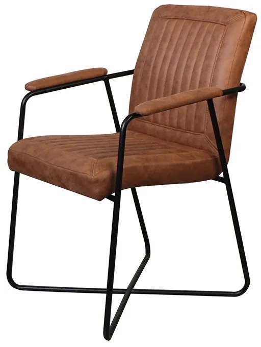 Eetkamerstoel - Henry - lederlook Soft cognac