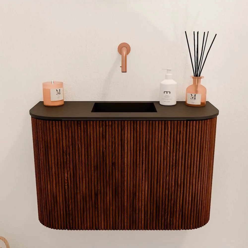 Mondiaz Joya 65cm toiletmeubel ronding links/rechts ruby met wastafel faye midden zonder kraangat urban