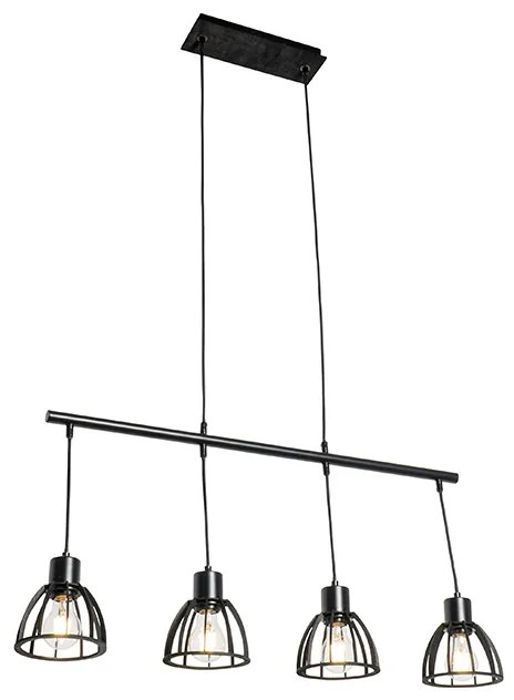 Eettafel / Eetkamer Industriële hanglamp zwart 4-lichts - Fotu Industriele / Industrie / Industrial E27 Binnenverlichting Lamp