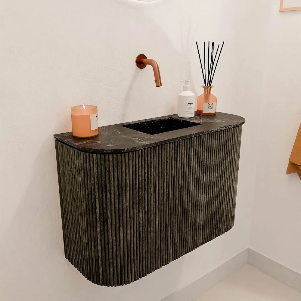 Mondiaz Joya DLux 65cm toiletmeubel ronding links/rechts shadow met wastafel faye midden zonder kraangat lava