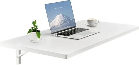 VEVOR Wandgemonteerde opvouwbare tafel, 100 x 50 cm, opvouwbare tafel, zwevend bureau met ijzeren beugel, opvouwbaar bureau voor kleine ruimtes, thuiskantoor, eetkamer, wasruimte, keuken, bar, wit