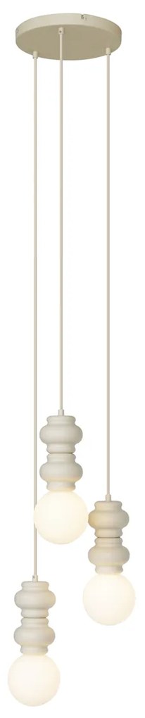 Retro hanglamp beige met mat glas 3-lichts - Fedde