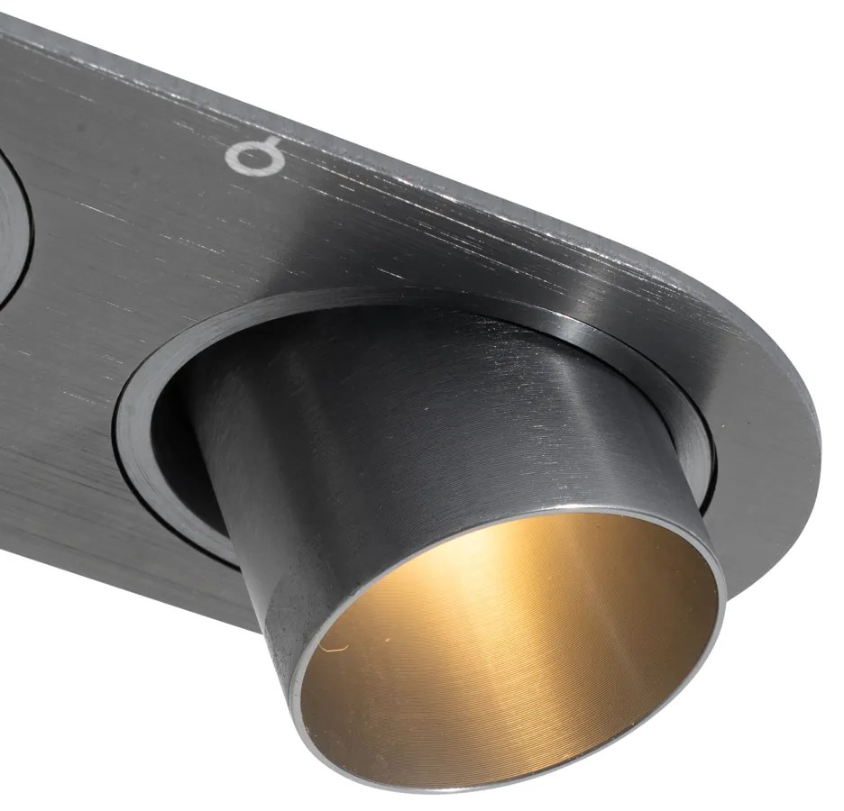 Set van 6 inbouwspots gunmetal GU10 35mm kantelbaar 2-lichts - Installa Binnenverlichting Lamp