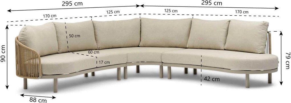 Loungeset tuin 5 personen Rope Zand/Beige Coco Amici