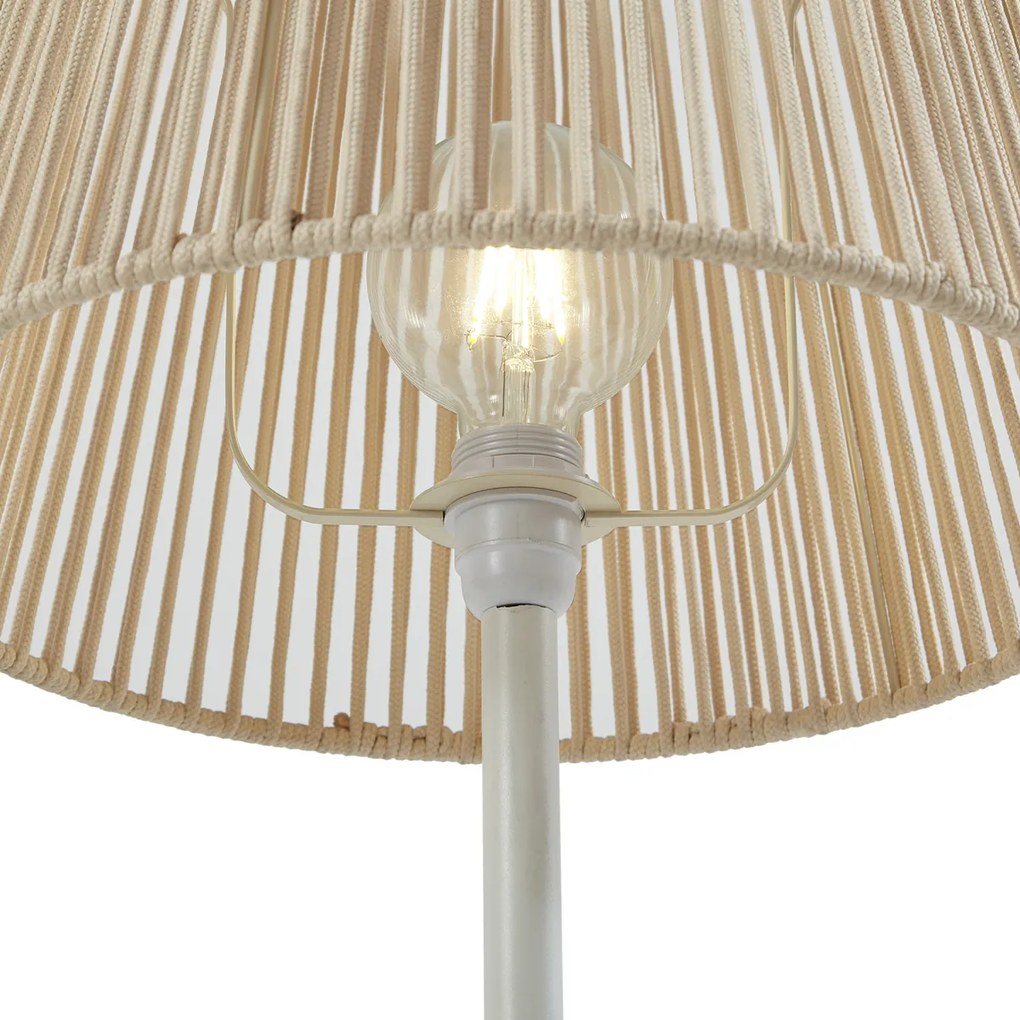 Buiten vloerlamp wit met kap beige touw IP44 - VirginiaJapandi E27 IP44 Buitenverlichting rond