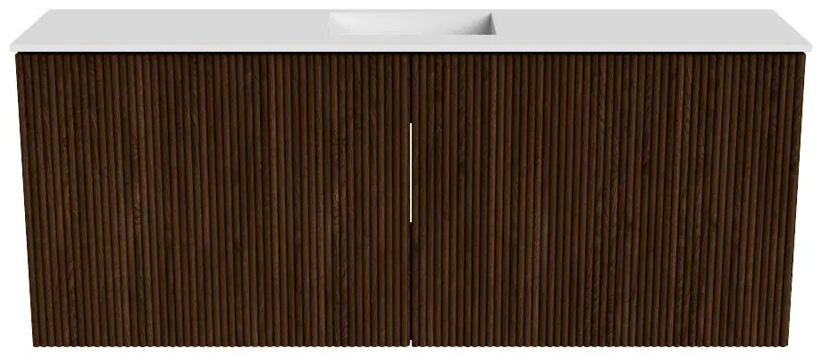 Mondiaz Joya 100cm toiletmeubel walnut met wastafel faye midden zonder kraangat talc