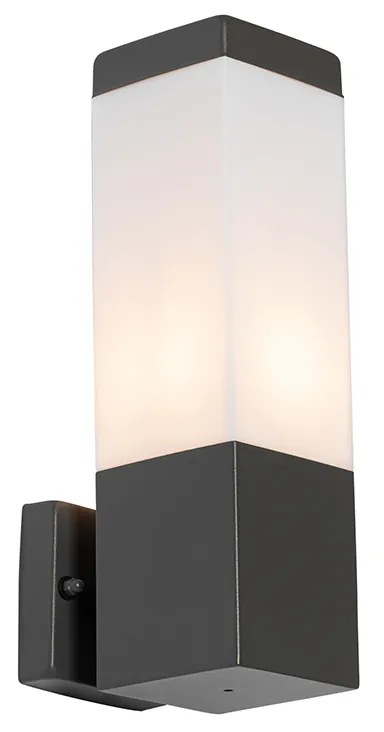 Moderne buiten wandlamp donkergrijs met opaal - Malios