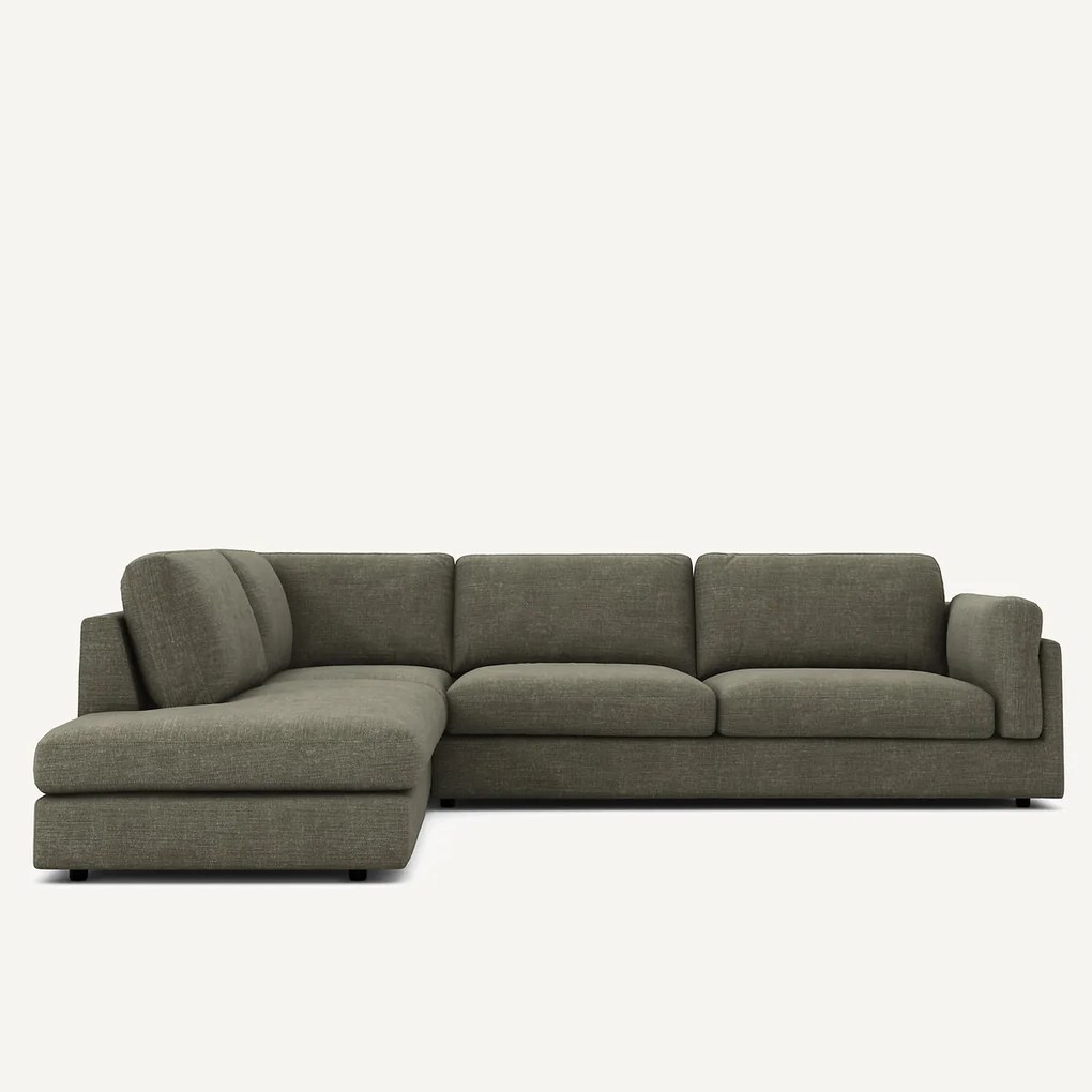 Katoenen en linnen hoekbank met longchair, César