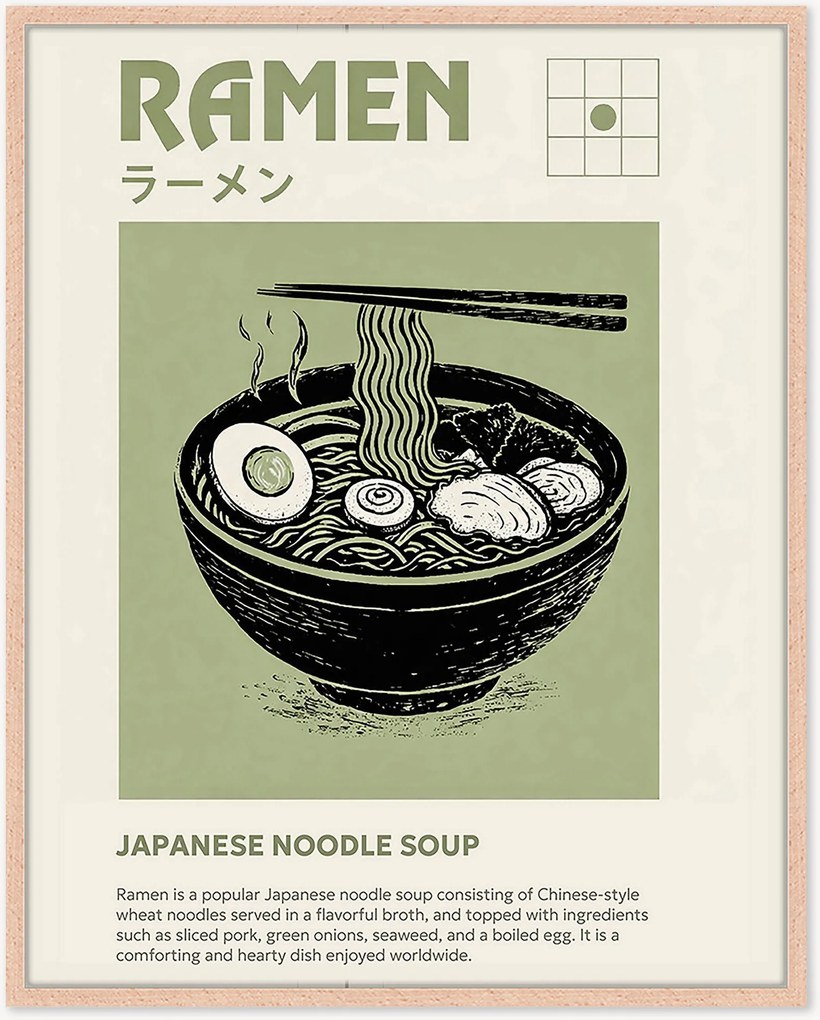 Ingelijste digitale print Ramen, handgemaakt