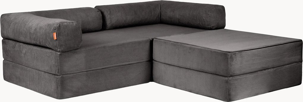 Modulaire ribfluwelen hoekbank Family Funzy