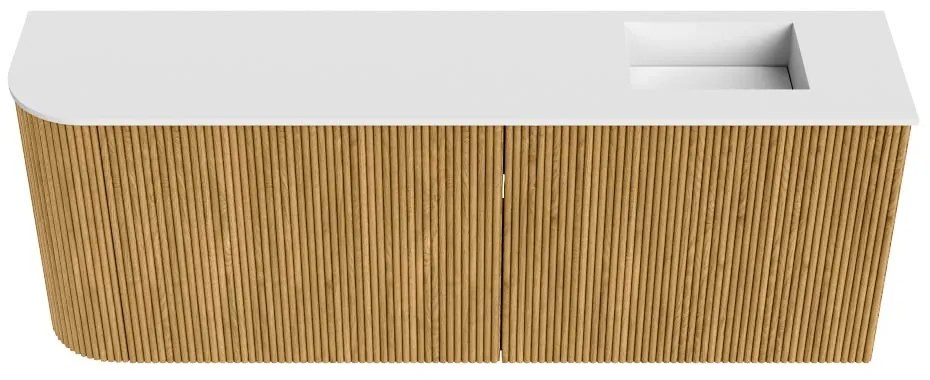 Mondiaz Joya 110cm toiletmeubel ronding links oak met wastafel faye rechts 1 kraangat talc