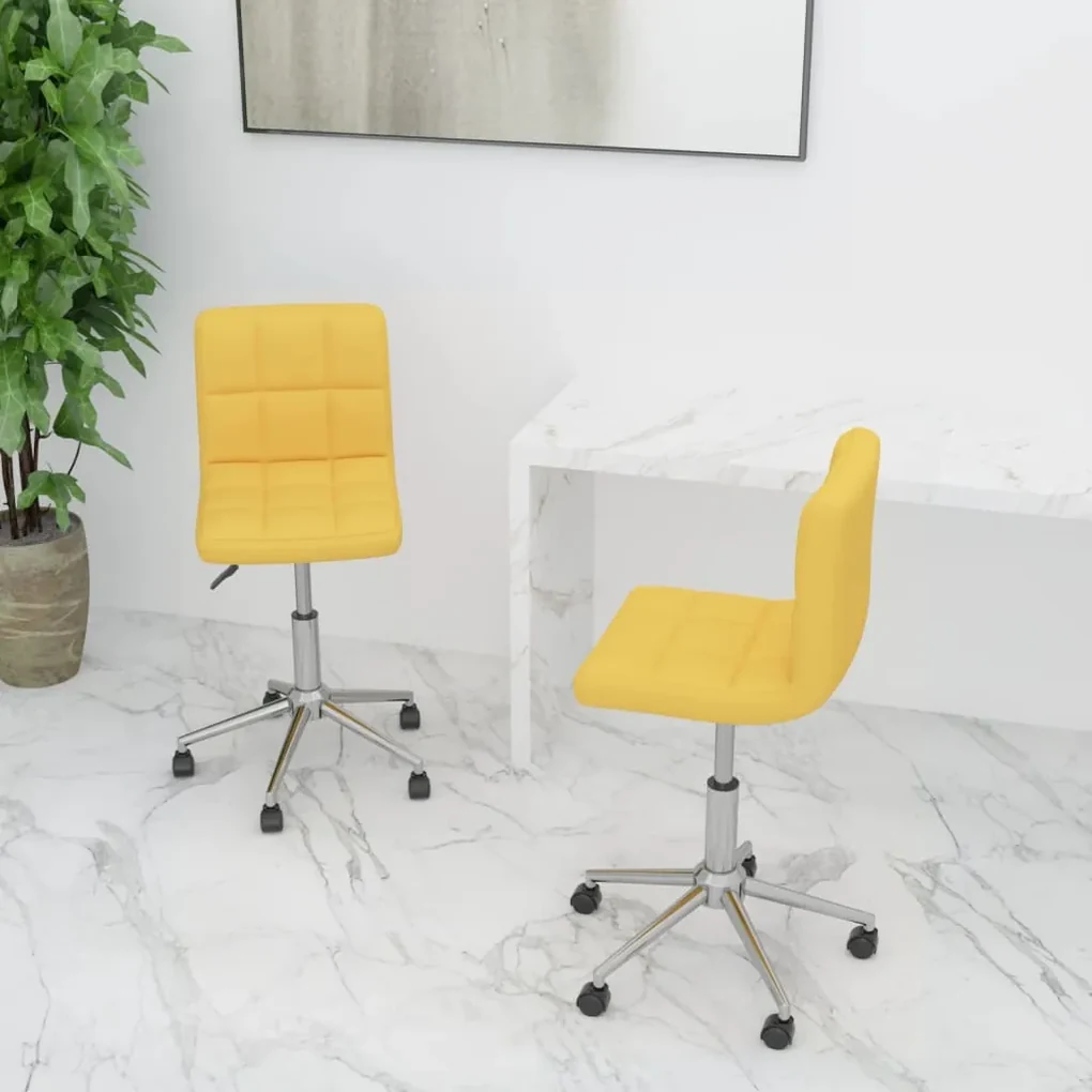 vidaXL Eetkamerstoelen 2 st draaibaar stof mosterdgeel