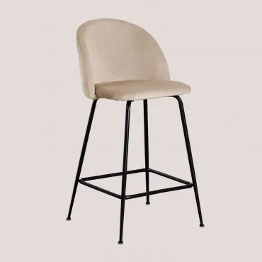 Kana Design Hoge Fluwelen Kruk Bruin - Tarwe & ↑65 Cm & Zwart - Sklum