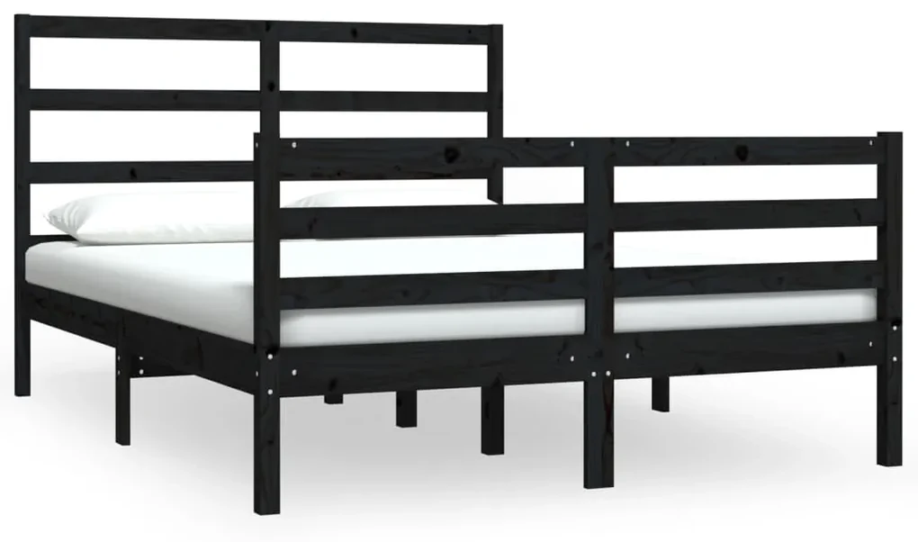 vidaXL Bedframe massief grenenhout zwart 120x190 cm 4FT Small Double