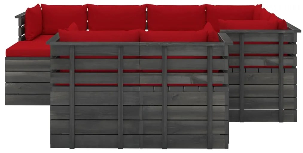 vidaXL 10-delige Loungeset met kussens pallet massief grenenhout