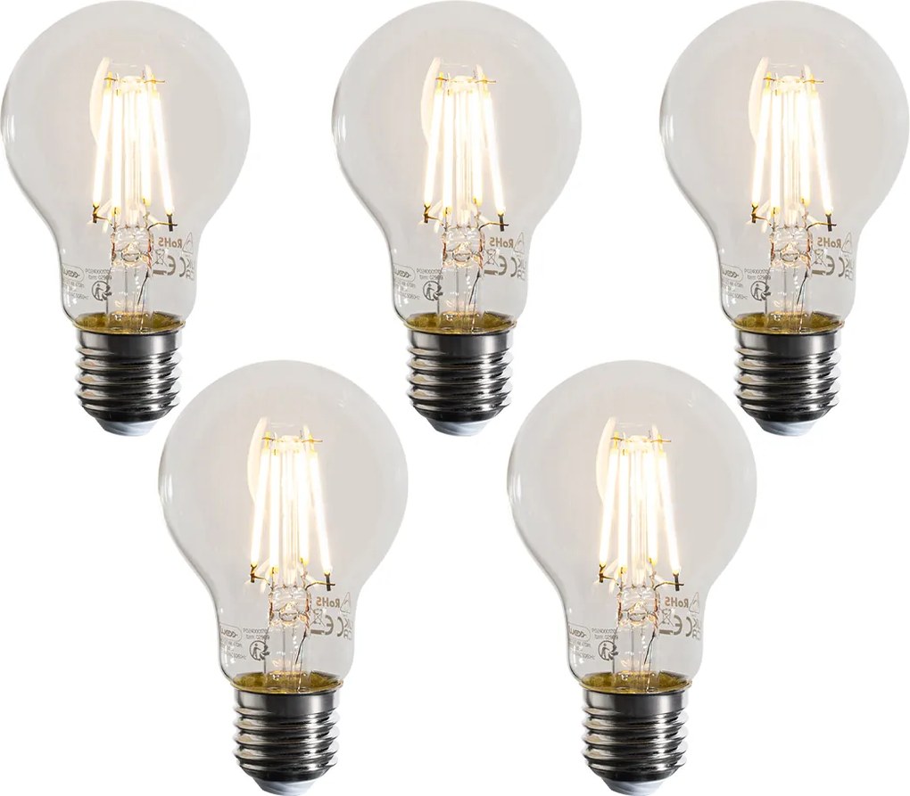 Set van 5 E27 dimbare LED lampen A60 helder 4W 470 lm 2700K