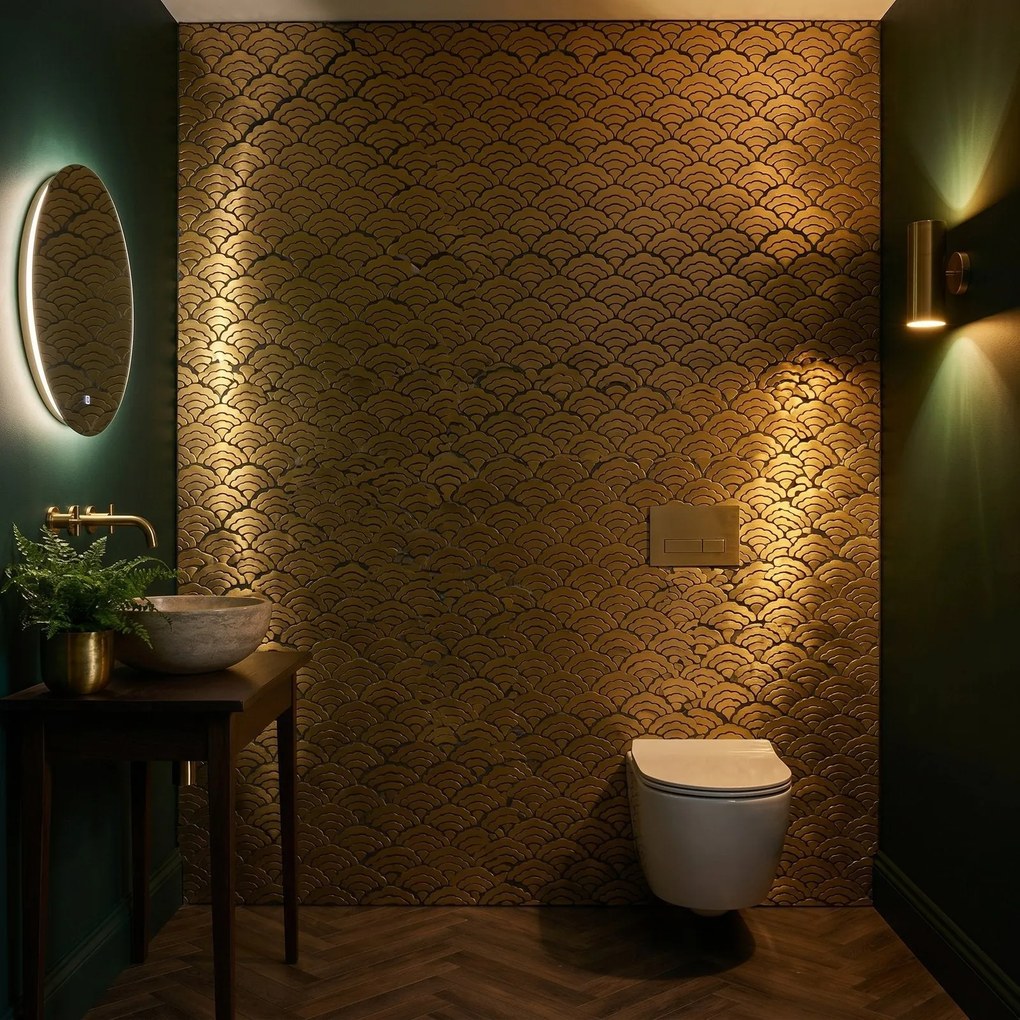 Zelfklevende Mozaïektegels Metaal | Waaier Goud | 26,8×28,1 cm | Keuken, Bad & WC