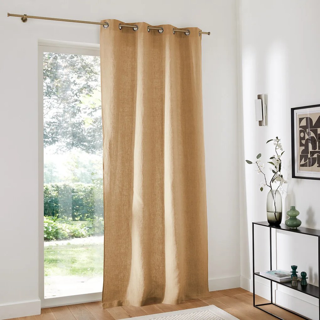 Gordijn in gewassen linnen met oogjes Onega