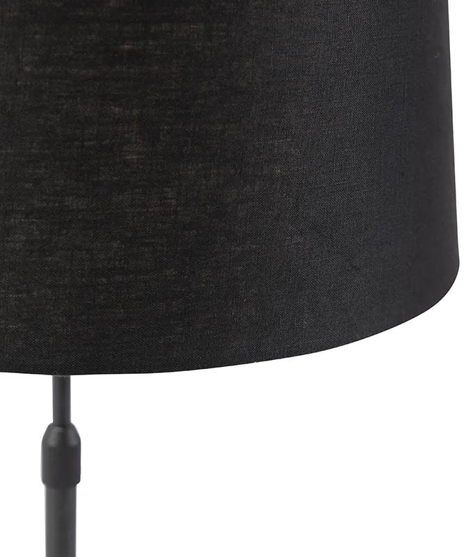 Tafellamp zwart met linnen kap zwart 35 cm verstelbaar - Parte Modern E27 cilinder / rond rond Binnenverlichting Lamp