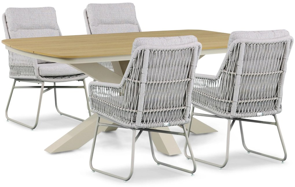 Tuinset 4 personen 180 cm Aluminium/rope Taupe Lifestyle Garden Furniture Vicente/Camila