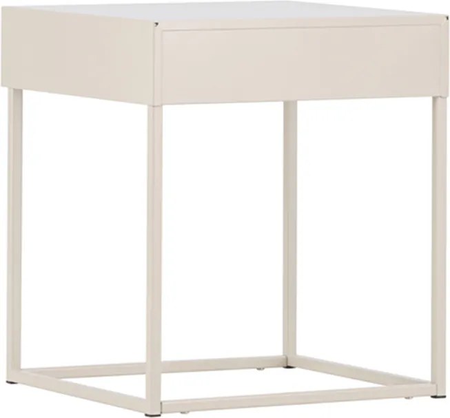 Metalen Nachtkastje Met Lade Beige - 41x41x50cm.