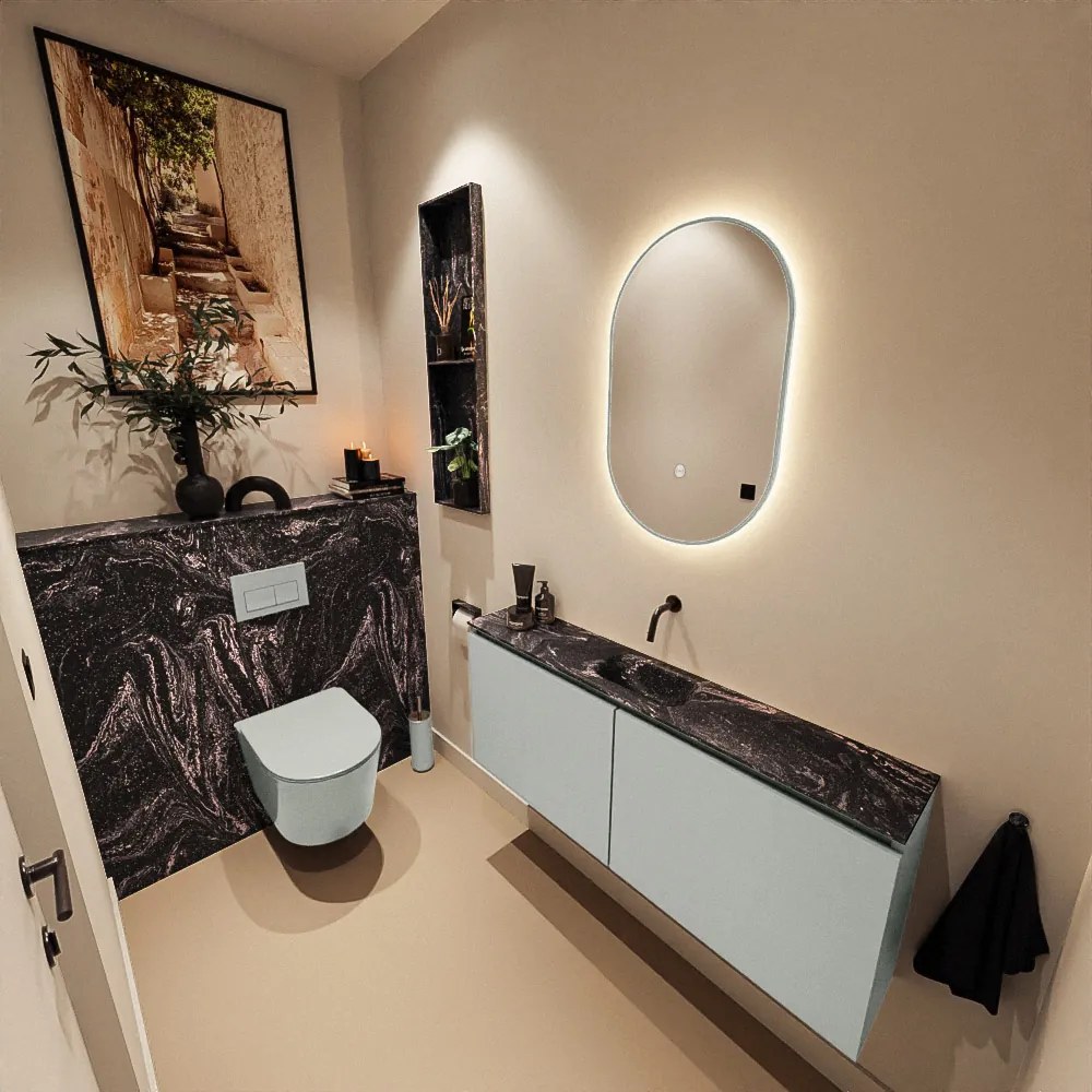 Mondiaz Ture DLux toiletmeubel 120cm greey met wastafel lava midden zonder kraangat