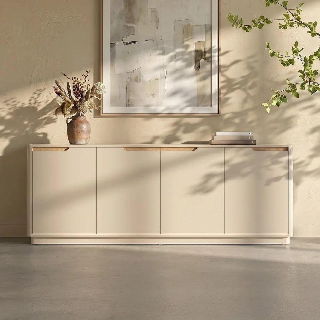 Mat Dressoir Grijsbeige 200 Cm - 200x40x75cm.