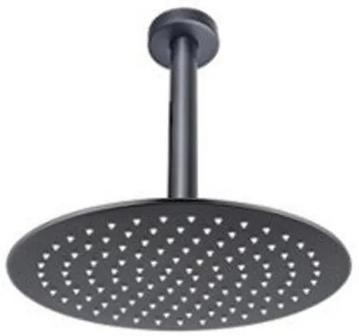 Fortifura Calvi Inbouw Regendoucheset - thermostatisch - plafondarm - 25cm hoofddouche - staaf handdouche - metalen doucheslang - geborsteld Gunmetal PVD SW720556/SW720558/SW706207/SW721170/SW766536/SW766