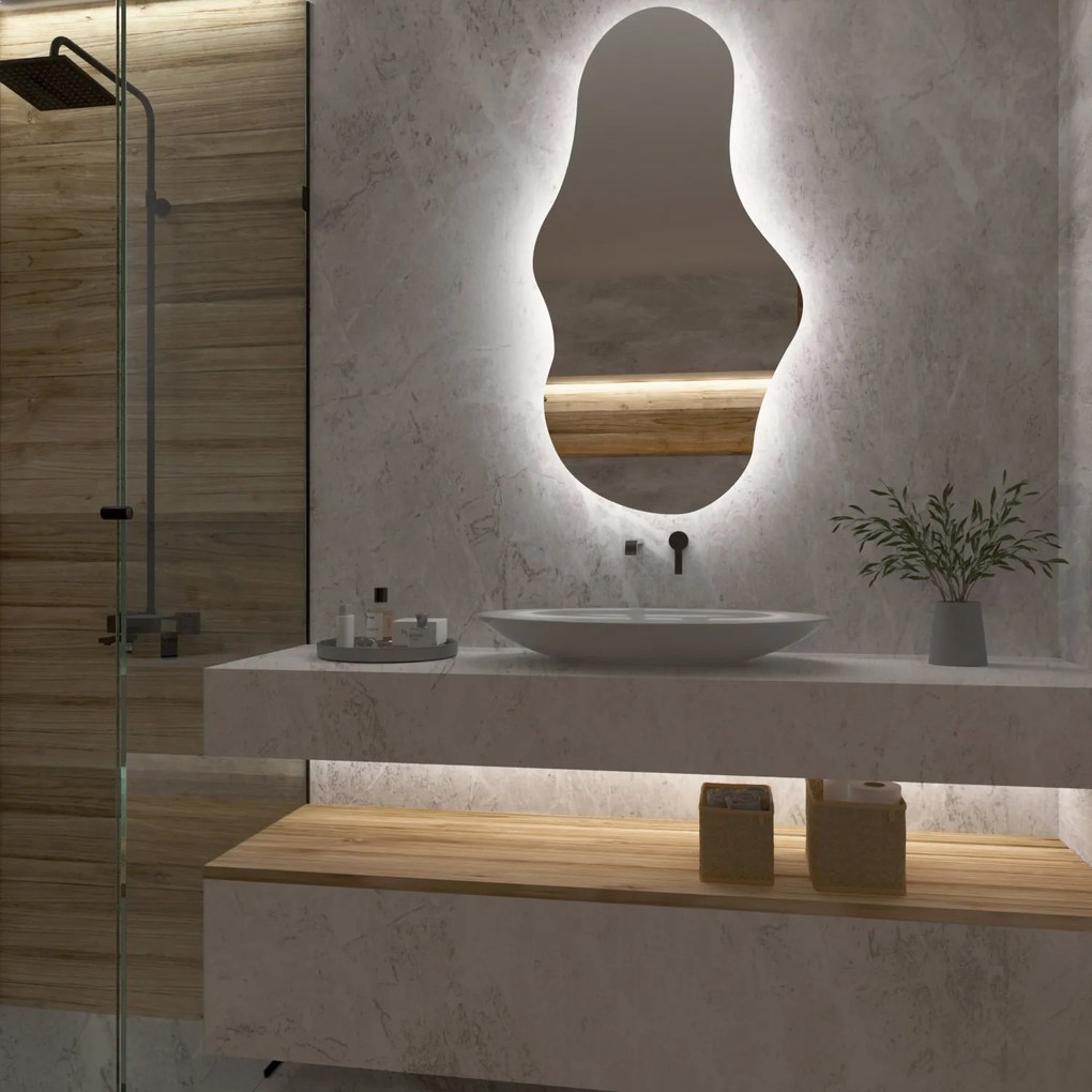 Golvende spiegel met LED-verlichting G1