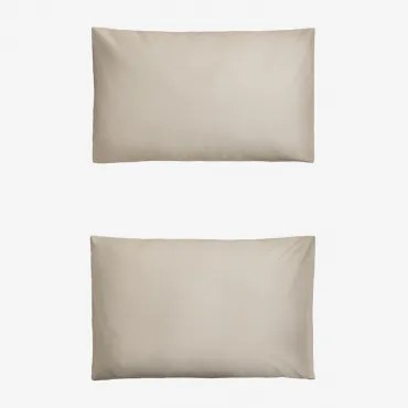 Pack Van 2 Kussenslopen Van 300-draads Satijn Sampras Naakt Beige & 50 X 75 Cm - Sklum
