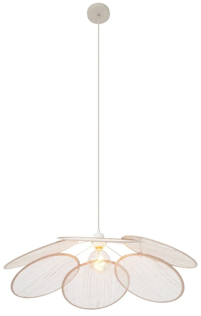 Japandi hanglamp crème met linnen kap - Aisha