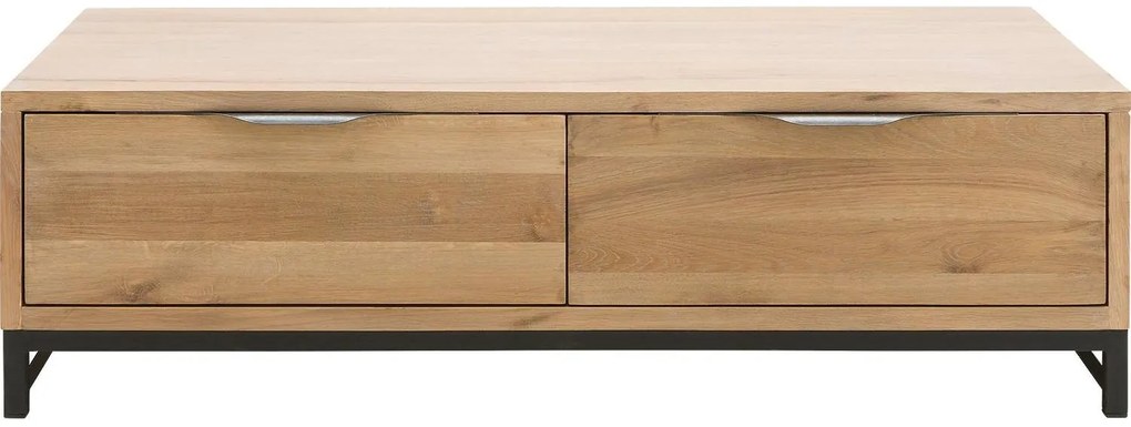 Goossens Salontafel Max rechthoekig, hout eiken onbewerkt, urban industrieel, 125 x 37 x 65 cm