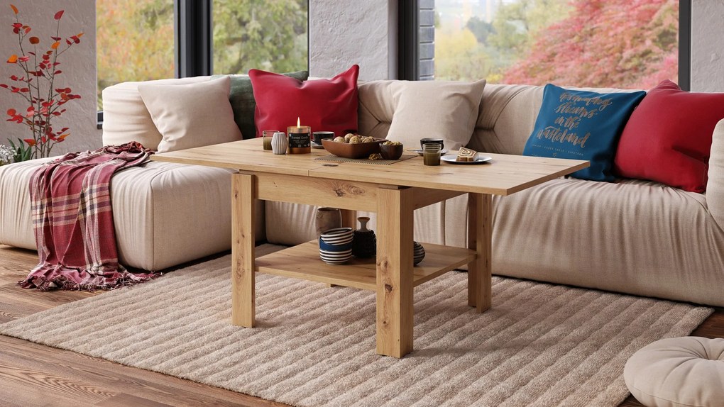 LEO Artisan Eiken - KOFFIETAFEL MET UITKLAPBAAR BLAD