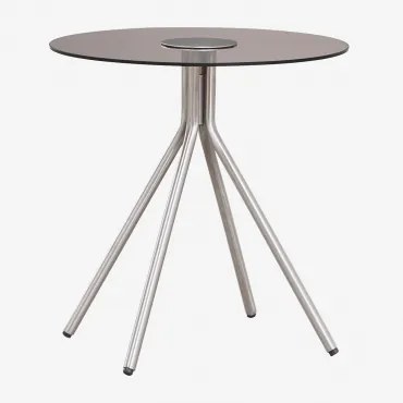 Ronde Bijzettafel Van Roestvrij Staal En Gehard Glas Itsoro Ø40 Cm - Sklum