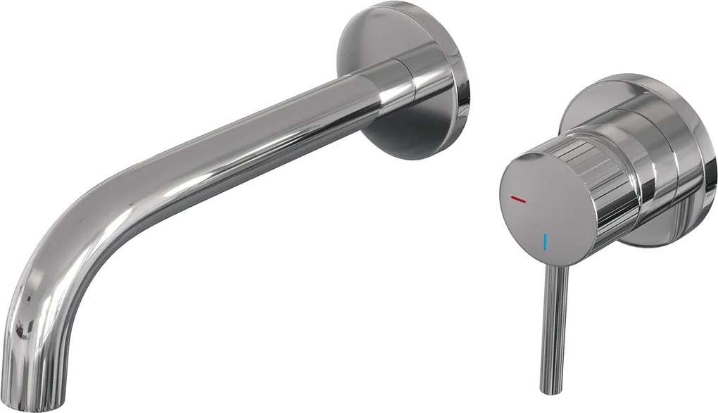 Brauer Stripe inbouw wastafelkraan ColdStart met gebogen uitloop en rozetten model A1 chroom