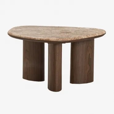 Dayana Bijzettafel 75x60 Cm Van Mdf En Marmer Bruin Marmer Emperador - Sklum