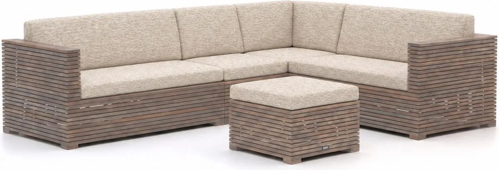 Hoek loungeset ROUGH  | 6 personen | Loungeset Old Teak Greywash | Hoekbank Teakhout | Kees Smit Tuinmeubelen