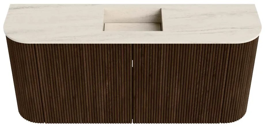 Mondiaz Joya DLux 95cm toiletmeubel ronding links/rechts walnut met wastafel faye midden zonder kraangat meli