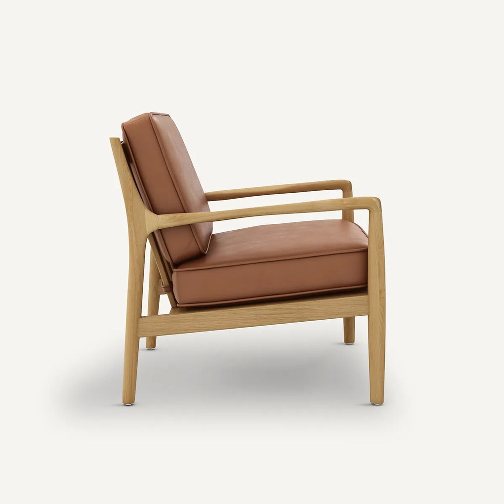 Fauteuil van eiken, fineer en leer, Dilma