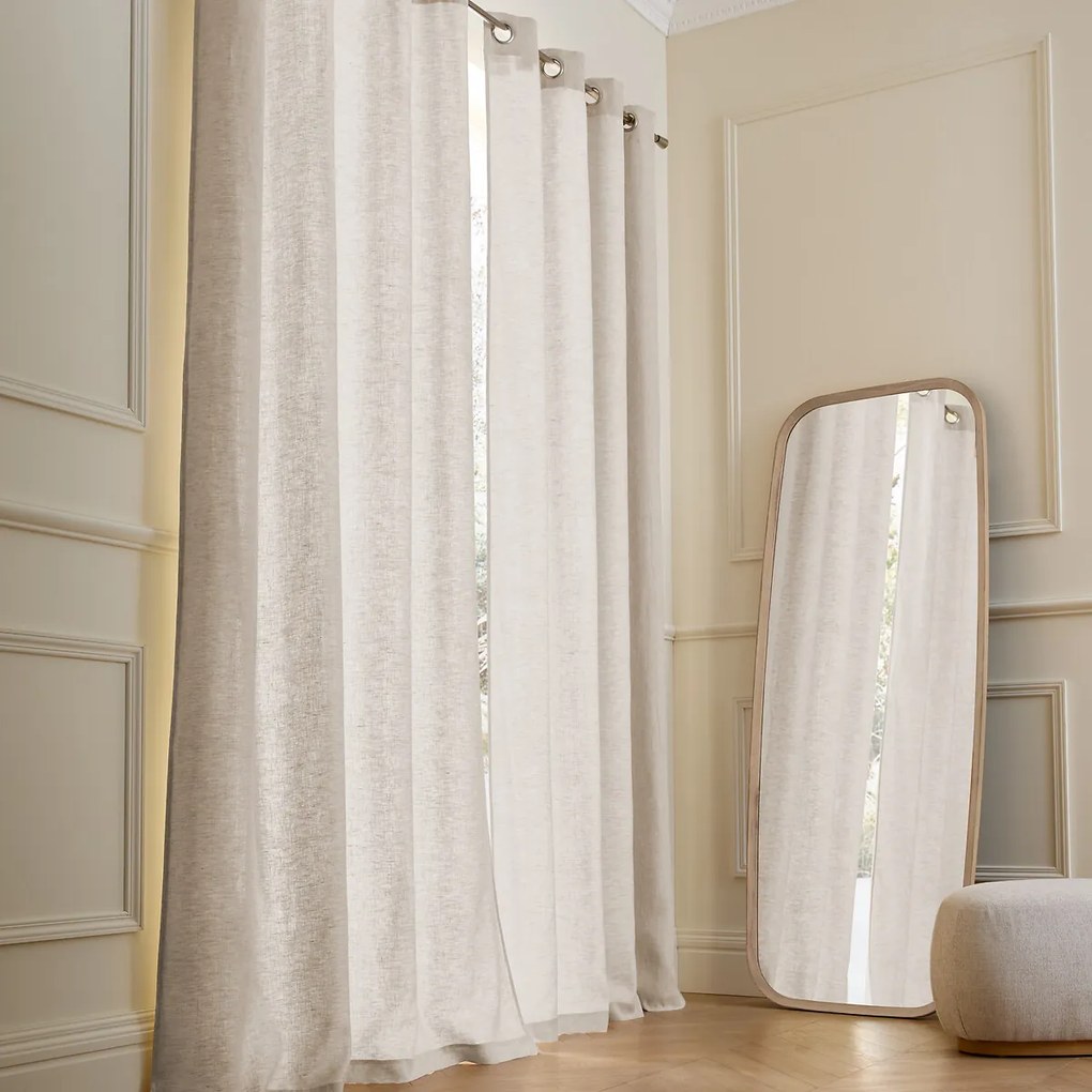 Gordijn in gewassen linnen met voering, met oogjes, Private